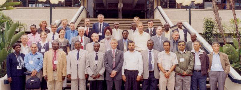 Group photo of GEFSOC team on the steps at The United Nations Offices in Nairobi (UNON)